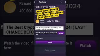 The Best Crypto Portfolio for 2024 LAST CHANCE BEFORE BULL RUN  INVALID ANSWER CODE by tapswap [upl. by Haelhsa]