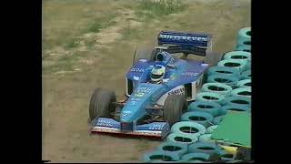 Hungaroring 1998 QLF Fisichella liukuu rengasvalliin mutta pääsee jatkamaan [upl. by Dnartreb893]