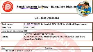 RRB Field Worker previous question paper 2022 [upl. by Assina]