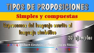 PROPOSICIONES SIMPLES Y COMPUESTAS  CLASES DE PROPOSICIONES LOGICAS  TIPOS DE PROPOSICIONES LOGICA [upl. by Acinomahs82]