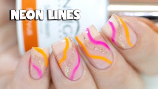 MINIMALISTIC NEON LINES Nail Art  Indigo Nails Gel Polish [upl. by Anaugahs521]