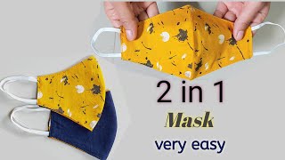 Very Easy New Style Pattern MaskFace Mask Sewing Tutorial  How to Make Face Mask At Home Diy Mask [upl. by Janet467]