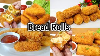 4 Delicious Bread Roll Recipes  Chicken Cheese Bread Roll  Macaroni Bread Roll  Tikka Bread Roll [upl. by Elocim]