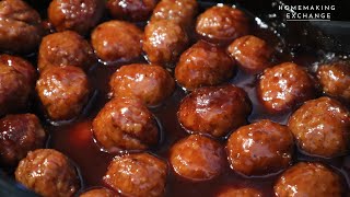 BBQ Grape Jelly Meatballs  Crockpot Grape Jelly Meatballs [upl. by Ayerdna]