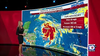 Tracking Tropical Storm Rafael Local 10s 9 am weather advisory [upl. by Atteyram]