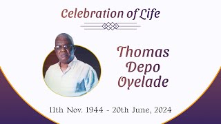 Commendation Service in Honour of Late Mr Thomas Depo Oyelade  16th September 2024 [upl. by Daphne]