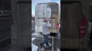 Foam spray on a bus back asmrcleaning satisfying satisfyingvideos [upl. by Jehiel]