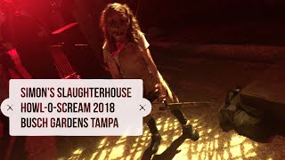 Simons Slaughterhouse Haunted House Full Walkthrough HowlOScream 2018 Busch Gardens Tampa [upl. by Ayala454]