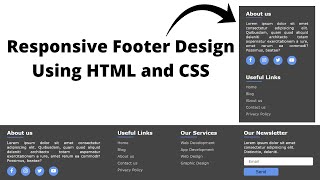 Responsive Footer Design Using HTML and CSS  Responsive Footer Section Design [upl. by Taite610]