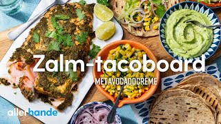 BBQ zalmtacoboard met avocadocrème  Recept  Allerhande [upl. by Anatak]