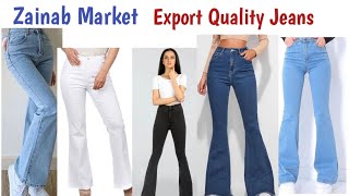 Zainab Marker Bell Bottom Jeans export quality in Pakistan  zainab market online [upl. by Jedidiah]