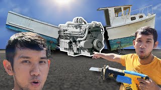 Ripping out an old diesel engine  Krusty Boat build pt2 [upl. by Toomay]