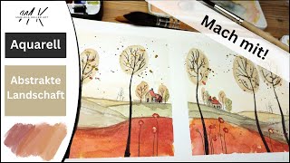 Mach mit 💗 Wie du eine abstrakte Landschaft in Aquarell malst [upl. by Heck]