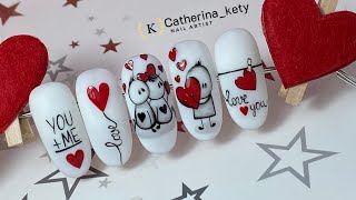 Valentines Nail Art❣️Easy Valentines Day Nail DesignSan Valentino Nail Art [upl. by Newlin]