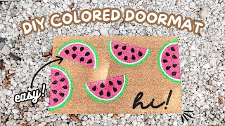 HOW TO MAKE A DOORMAT WITH CRICUT IN COLOR 🍉  DIY Doormat with Cricut Maker  Colored Doormat [upl. by Rhu]