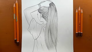 disegni facile  Come disegnare una ragazza capelli lunghi  Disegno a matita  Simple drawing girl [upl. by Anar299]