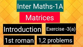 Inter Maths1A  Matrices introduction exercise 3a 1st roman 12 problems [upl. by Obed]