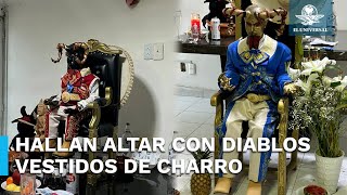 Descubren altar satánico en CDMX con diablos vestidos de charro [upl. by Aynas]