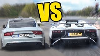 AUDI RS7 vs LAMBORGHINI AVENTADOR  SOUND BATTLE [upl. by Fernandes]