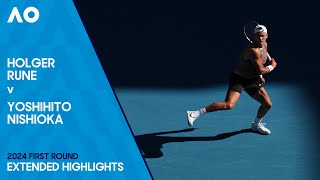 Holger Rune v Yoshihito Nishioka Extended Highlights  Australian Open 2024 First Round [upl. by Kronick]