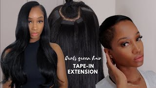 Never Seen😱 Super Natural Extension With Tape In Kinky Straight Hair Installing Elfinhair [upl. by Boni368]