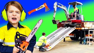 Construction Excavator Trucks for kids  BLiPPi kids Visit a Construction Site  min min playtime [upl. by Skerl888]