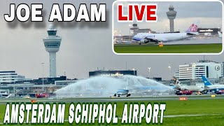 🔴 LIVE at Amsterdam Schiphol Airport  WATER CANON SALUTE FOR KLM F1 [upl. by Anevad]