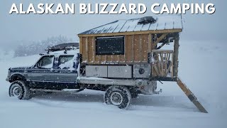 Riding Out an Epic Snowstorm Inside a Cozy Homemade Truck Camper alaska asmr vanlife camping [upl. by Nosnorb444]