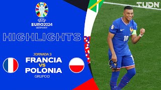 HIGHLIGHTS  Francia vs Polonia  UEFA EURO 2024  J3  TUDN [upl. by Rudiger576]