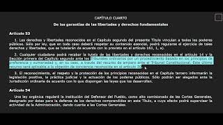 Título I cap IV de llas garantías de las libertades y derechos fundamentales art 53 54 [upl. by Fortna991]