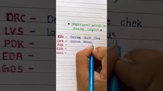 Analog Layout Design keywords fullform shorts vlsi interview technology freshers [upl. by Dduj]