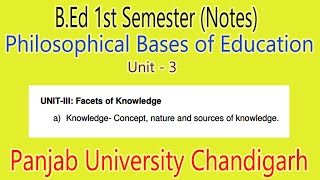 Notes BEd 1st Semester nature sources and Concept of knowledge philosophical bases of education [upl. by Ecyor]