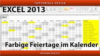 Feiertage im Kalender farbig markieren Microsoft Excel [upl. by Bara]