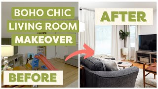 Boho Chic Living Room Transformation With RenterFriendly Upgrades  Rentfluencer [upl. by Nnarual]