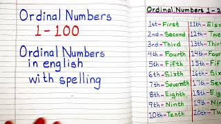 1100 Ordinal Numbers। Spelling Ordinal numbers 1 to 100। Writing English Ordinal number to 100 [upl. by Quint]