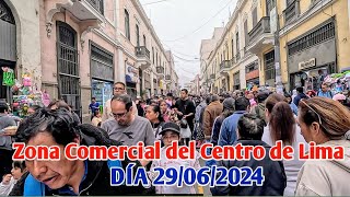 LIMA PERÚ 4K  ASÍ LUCE LA ZONA COMERCIAL DEL CENTRO DE LIMA  DÍA 29062027 [upl. by Yruoc]