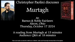 Christopher Paolinis Presentation of Murtagh special edition and QampA in Akron Ohio [upl. by Havard]