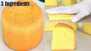 Oil free Sponge cake recipe 3 Ingredients  how to make sponge cake  Easy amp Fluffy Tea time Cake [upl. by Erica]