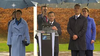 Swedish flag raised at NATO headquarters [upl. by Pen163]