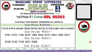 Lottery Sambad Live Dear Nagaland State Lottery Live draw result 30052024 Lottery live sambad [upl. by English]