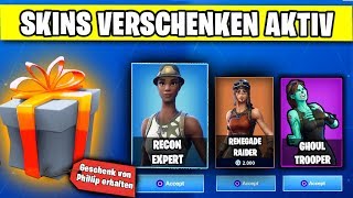 KURZE ZEIT 🎁 Geschenk Funktion AKTIV  SELTENE Skins verschenken  Fortnite Deutsch German [upl. by Adnuhser]