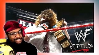 The Rock vs Mankind  WWF Championship Raw 14999 REACTION The First Match I Ever Watched [upl. by Elletsyrk]