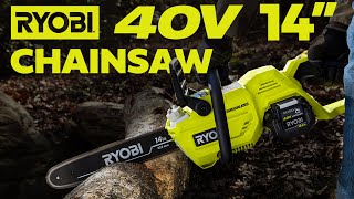 Ryobi 40V 14quot Electric Cordless Chainsaw Setup and First Use [upl. by Land]