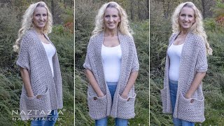 HOW to CROCHET POCKET SHAWL  Easy Wrap with Pockets by Naztazia [upl. by Berky]