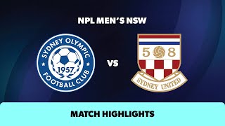 NPL Mens NSW Round 3 Highlights – Sydney Olympic v Sydney United 58 [upl. by Ardnyk]