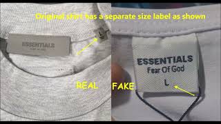 Essentials Fear of God shirt real vs fake How to spot fake Fear of God garments [upl. by Llerdnad]