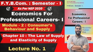 Economics For Professional Careers  The Law of Supply and Elasticity of Supply  Lecture No 1 [upl. by Eeniffar]