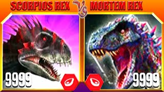 SCORPIOS REX 999 VS MORTEM REX 999  JURASSIC WORLD THE GAME [upl. by Gibbie]