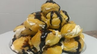 Cómo hacer profiteroles con chocolate  MUY FACIL [upl. by Kanor699]