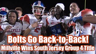 Millville 18 Hammonton 16  Football  Group 4 South Final  Bolts Win 2nd Straight SJ Title [upl. by Dulcine]